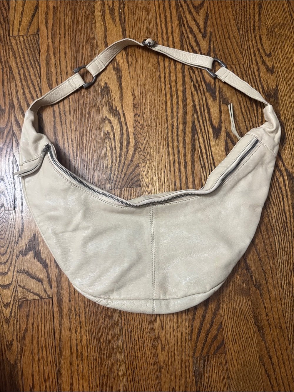 Free People Emerson Slouch Leather Hobo Shoulder Bag Cream Boho Oversized